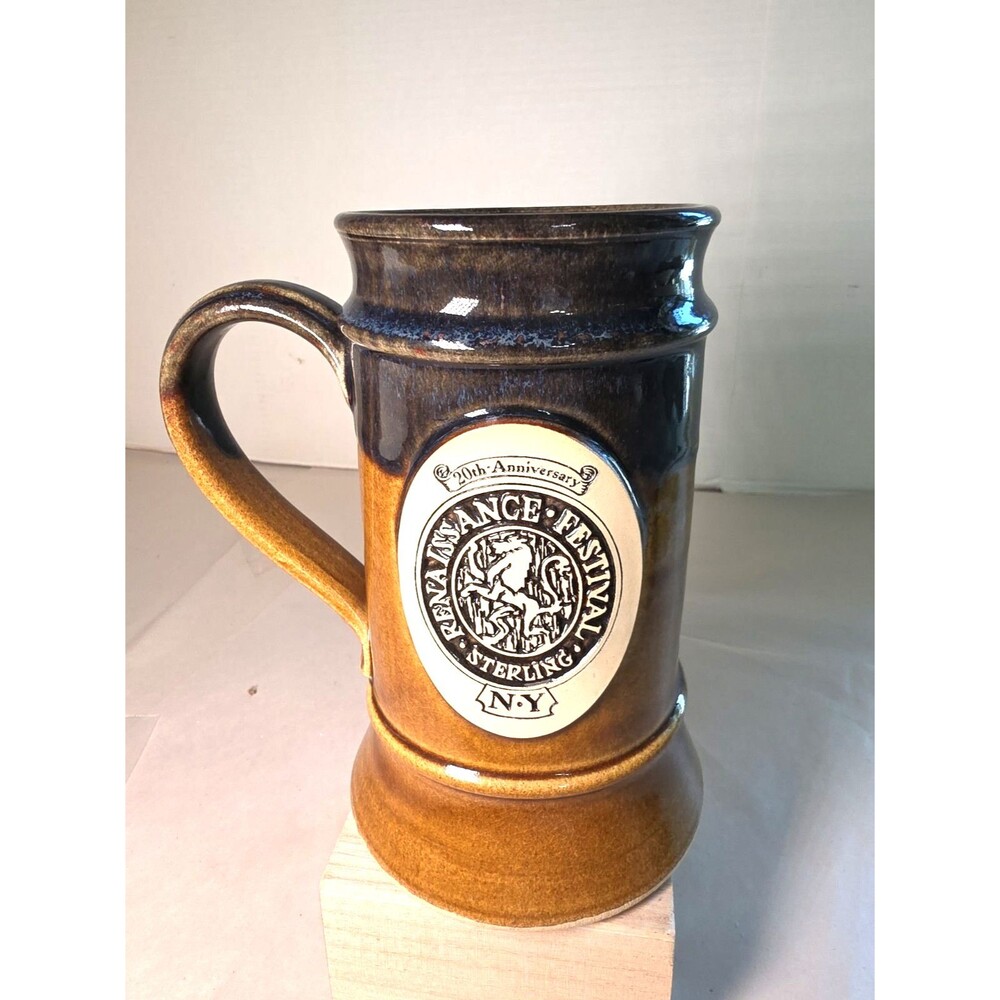 Vtg 24oz Renaissance Festival Sterling NY Handmade Stein Mug Stoneware 1996